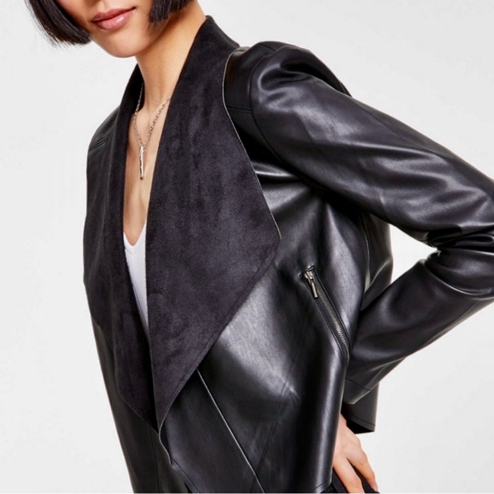 Bar III open front leather jacket